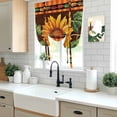 thumbnail image 6 of Fall Sunflower Tie Up Curtain 54 Inches Long, Orange Floral Leaf Plaid Countryside Balloon Style Kitchen Window Curtain Over Sink, Small Window Rod Pocket Curtain 42"x54", 6 of 9