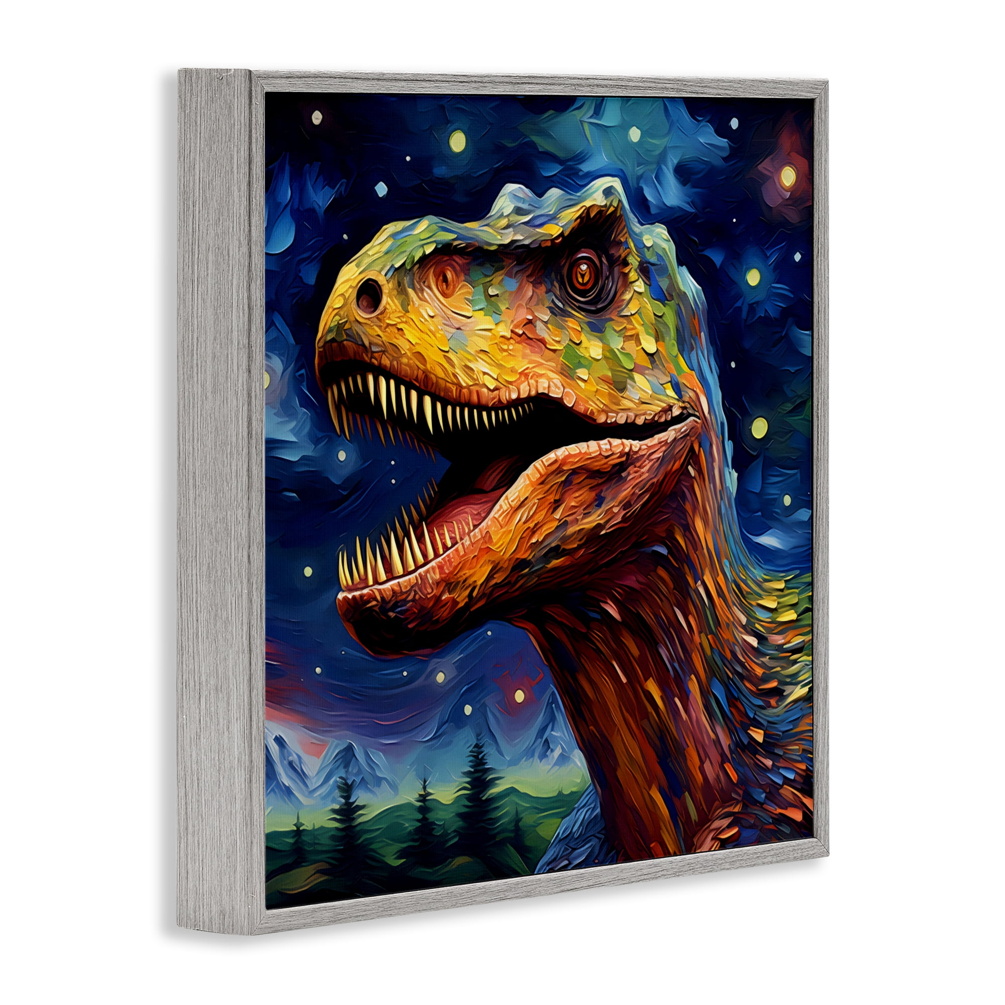 Stupell Industries Starry Sky Dinosaur Gray Framed Giclee Art, design by Creative Studio