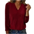 thumbnail image 2 of Long Sleeve Shirts for Women Dressy Sparkling Top Comfy Loose Fit V-Neck Pullover Tunic Blouse, 2 of 6