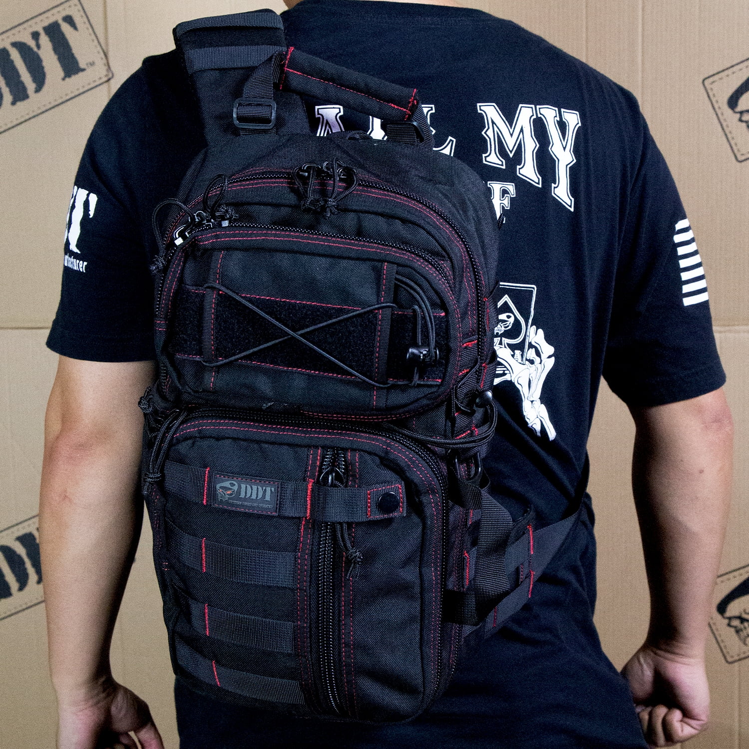 Death Dealer Tactical Assassin Sling EDC Bag w/DDT Logo Patch, Color Bloodline