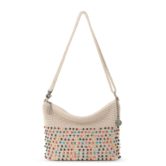 Bolso bandolera The Sak Lumi tejido a mano con cremallera, color crudo
