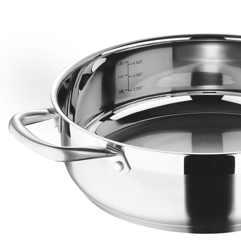 Gourmet by Bergner - 12 Stainless Steel Stir Fry with Vented Glass Lid and  Helper Handle, 12 Inches, Polished 