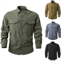 Fishing Shirt for Men Long Sleeve Button Down Work Shirt Quick Dry Tactical Shirt with Pockets Breathable for Hiking Travel