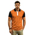 thumbnail image 6 of Garbnen Mens Polo Shirts Short Sleeve Collared Mens Golf Shirt Casual Color Block Breathable Work Sports Mens Workout Shirts Orange XL, 6 of 6