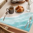 thumbnail image 3 of Teal Blue Waves Coastal Placemats Set of 4 Summer Beach Ocean Seaside Place Mats Indoor Wipeable Table Mats Washable Cloth Dining Table Placemats for Kitchen Holiday Party Home Decor 13x19 Inch, 3 of 9