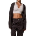 thumbnail image 1 of ZAXARRA T-shirt Court à Col Contrasté à Manches Courtes et Col Rond à Col Rond et Coupe Slim Femme, 1 of 5