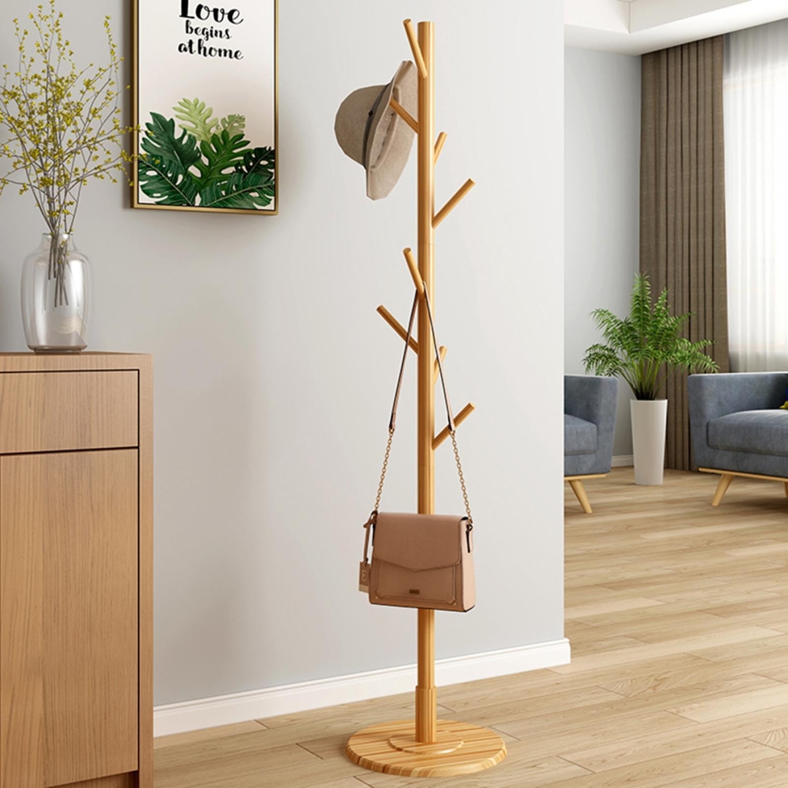 Wooden Coat Rack Stand Freestanding Coat Hanger Coat and Hat Stand with