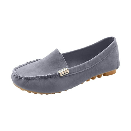 hopeusnice Women s Suede Loafers Slip On Flats Comfortable Driving Shoes Soft Sole Loafers Low Heel Flat Shoes Outdoor Indoor Walking Driving Gray 44