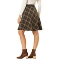 thumbnail image 4 of INSPIRE CHIC Women's Skirt Elastic Waist Knee Length Worsted A Line Skirt S Seal Brown, 4 of 8