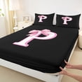 thumbnail image 4 of Erosebridal Aesthetic Coquette Bowknot Full Size Sheets For Girls,Personalized Letter P Kids Bed Sheets 4 Pieces, 4 of 6