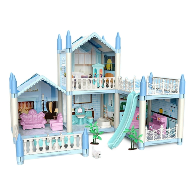 Free 2PCS dolls + Fairy Lights] SALE Big Dollhouse Multiple Floors Girls  Kids Dream Barbie Doll House with Simulation Furnitures Set Castle toy  Barbie house doll house princessDIY Dollhouse Miniature Furniture Kit