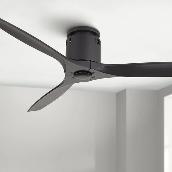 52" Casa Vieja Modern 3 Blade Hugger Ceiling Fan with Remote Matte Black for Living Room Kitchen House Bedroom Family Dining Home