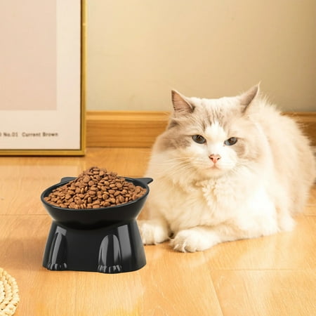 karymi Large Capacity Elevated Cat Food Bowl 4.72x3.93x3.54in Plastic Raised Feeder Dish for Neck Strain Relief and Improved Digestion Pet Feeding Bowl Kids Christmas Gifts Christmas Decorations