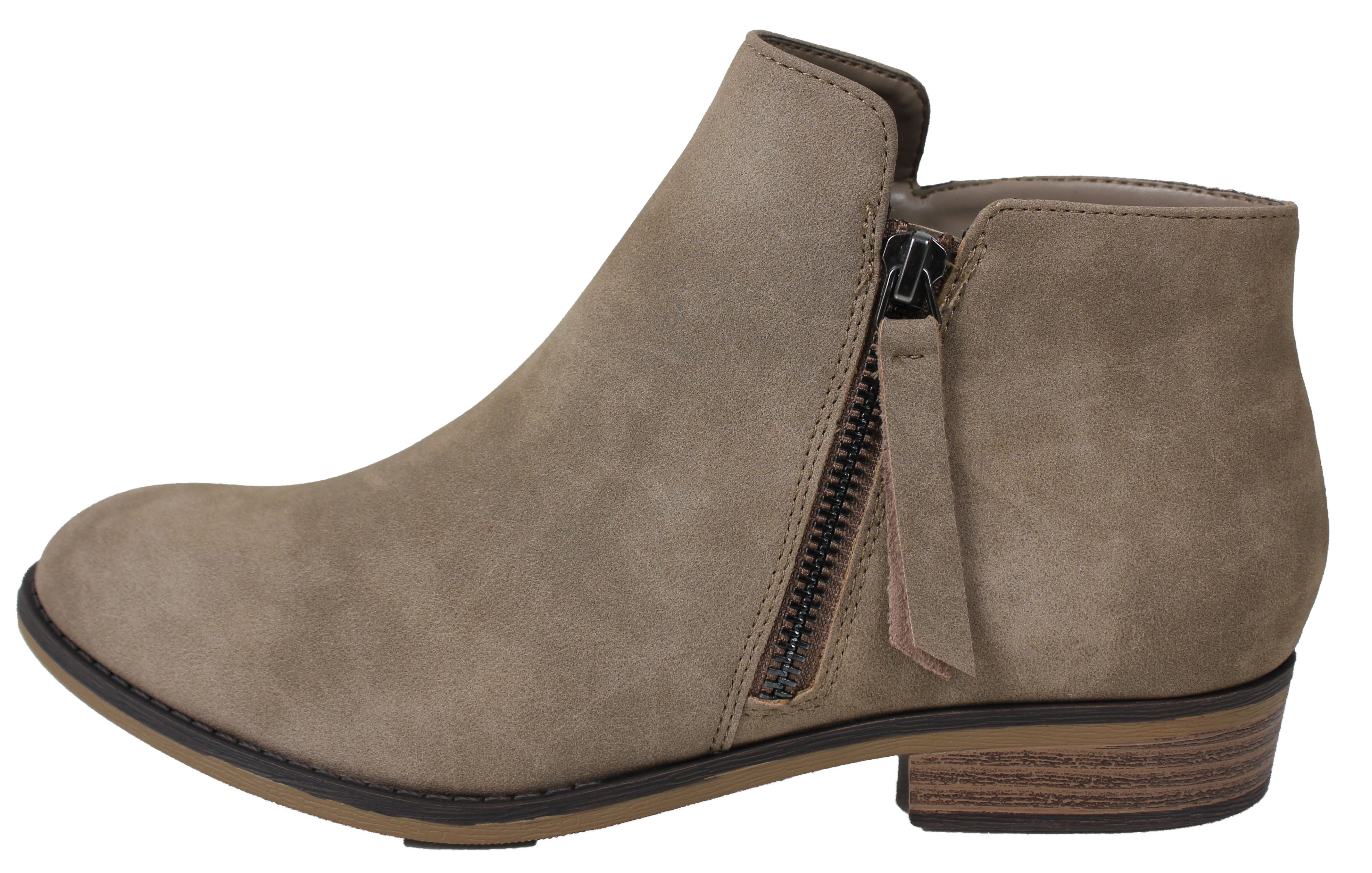 taupe ankle boots low heel