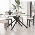 thumbnail image 4 of 51.18" Rectangular Glass Dining Table, Tempered Glass Kitchen Tabe with Metal Legs, Stylish and Sturdy Dinner Table for Home and Outdoor Dining (Black, 51.18''), 4 of 7
