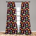 thumbnail image 5 of Ambesonne Alien Curtains, Abstract Fluffy Monsters, Pair of 28"x63", Multicolor, 5 of 5