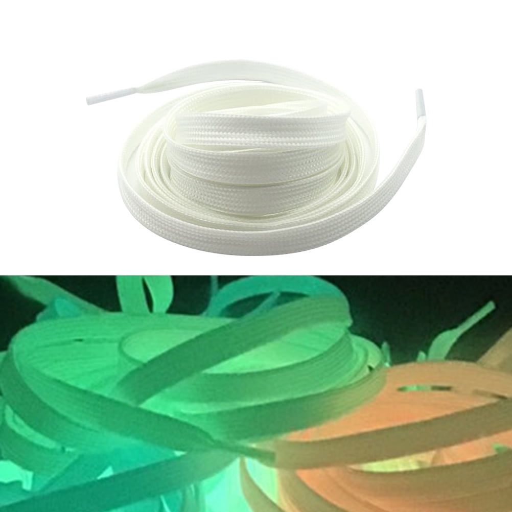 1 Pairs Sports Luminous Shoelace Glow In The Dark Night Color Fluorescent Shoelace Athletic Sport Flat Shoe Laces White