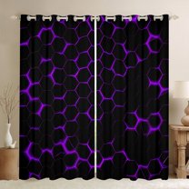 Feelyou Neon Gradient Geometric Blackout Curtains Set of 2 (52x84 Each), Purple Honeycomb Window Curtains, Teens Boys Girls Kids Curtains and Drapes, Curtains and Drapes Home Decor