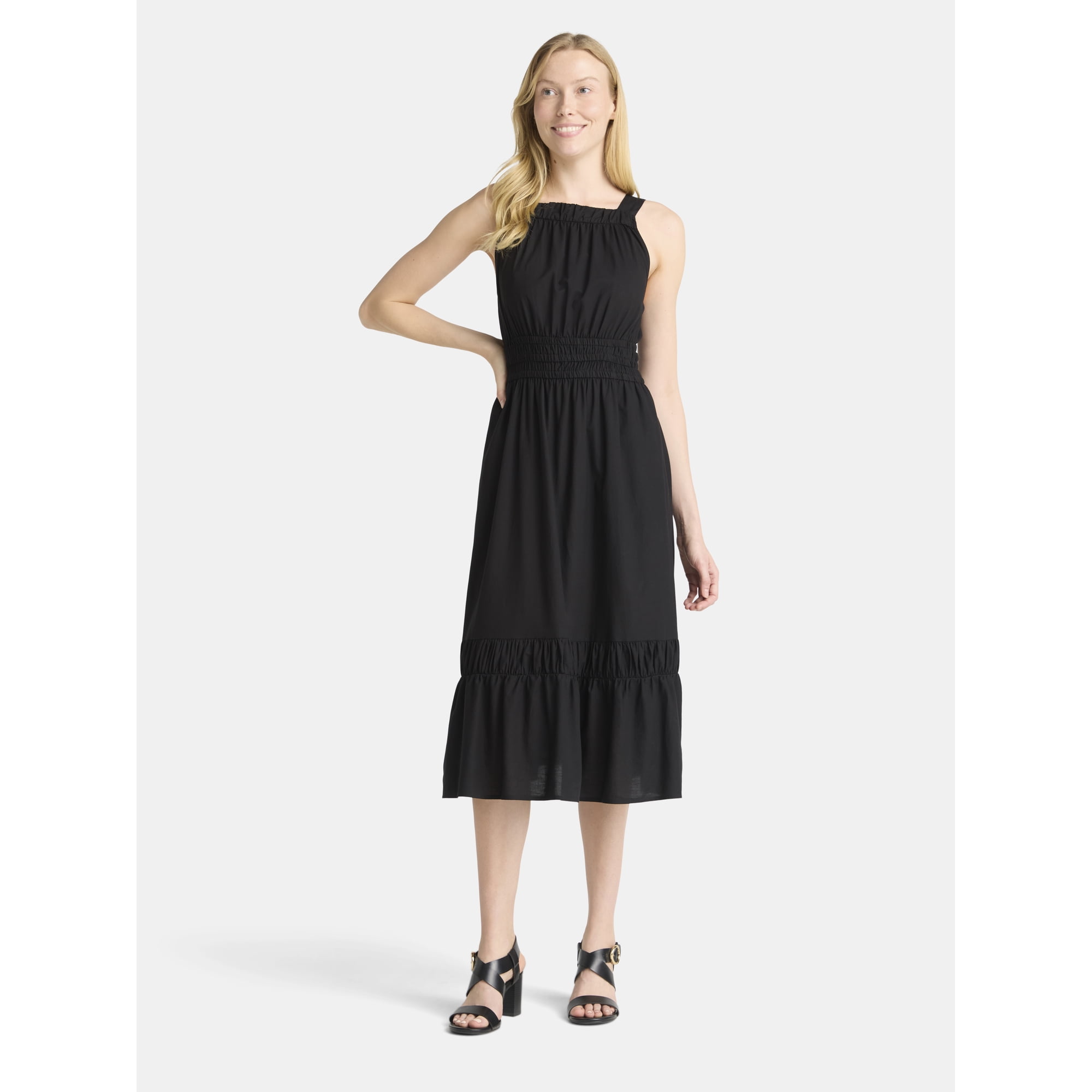 Time and Tru Women's and Women’s Plus Sleeveless Midi Dress, Sizes XS-4X