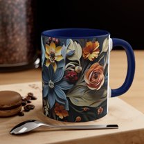 Gulf Coast Online 3D Floral Mug 11oz Ceramic Accent Coffee Mug Tea Cup Gift