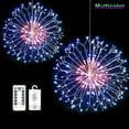 thumbnail image 1 of 2Pack 120 LEDs String Firework Lights Hanging Starburst Fairy Lights Waterproof with 8 Modes Remote Control Battery Powered For Wedding Christmas Party Decor, Multicolor, 1 of 8