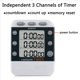 thumbnail image 4 of 2X Temporizador de Cocina Dual Digital, Temporizador de Cuenta Ascendente/Descendente de 3 Canales, Temporizador de Cocción Triple, Pantalla Grande, Alarma de Volumen Alto, 4 of 5