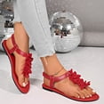 thumbnail image 4 of Women's 3D Floral Thong Slingback Flat Sandals, Open-Toe Breathable Casual Beach Footwear, 4 of 6