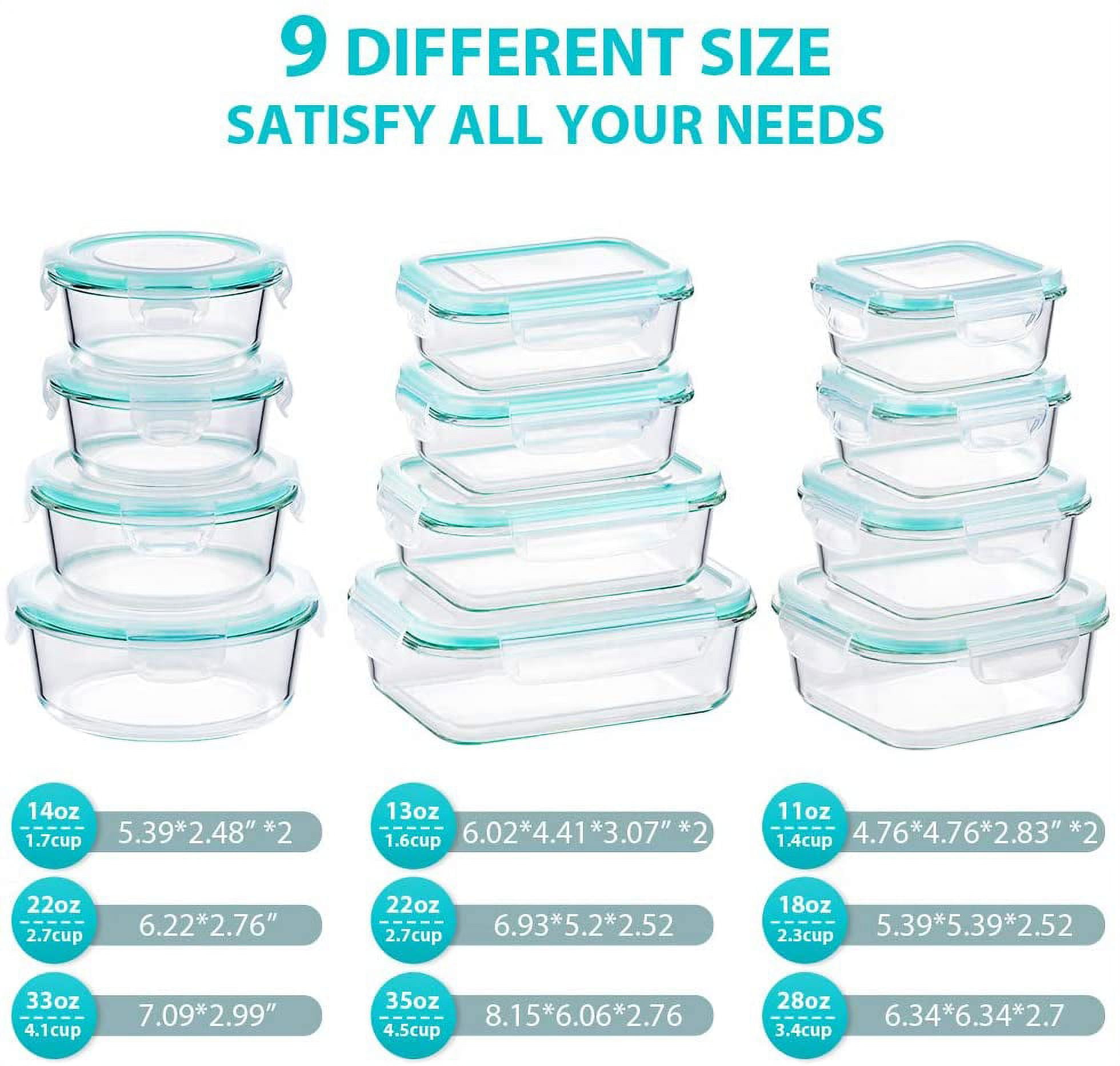 Bayco 10 Pack Glass Meal Prep Containers 2 Compartment, Glass Food Storage  Containers with Lids, Airtight Glass Lunch Bento