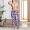 thumbnail image 2 of Pofeuu blue flower Skull colorful Print Men's Pajama Pants, Soft Lounge Pajama Pants with big pockets for Men Plaid Pj Bottoms-XX-Large, 2 of 6