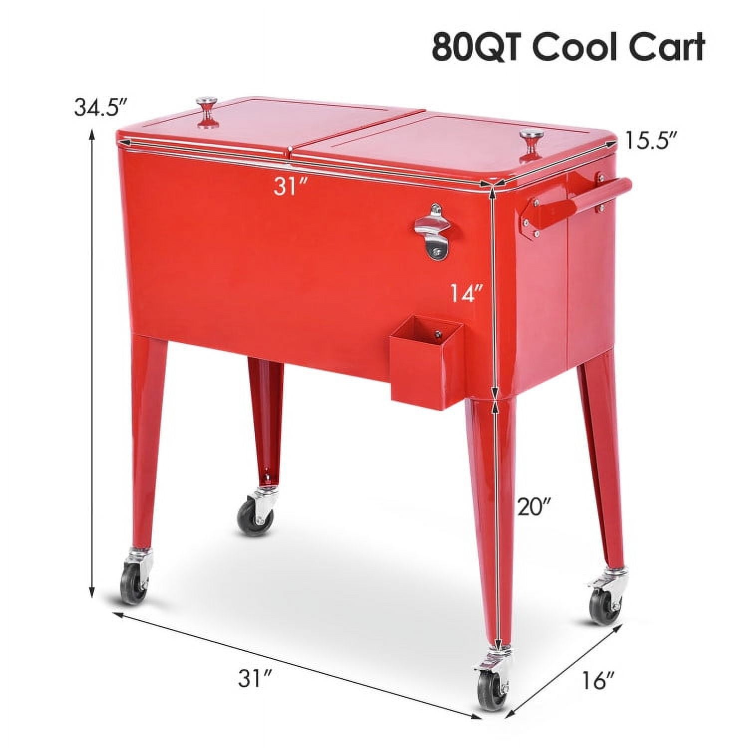 Aimee Lii Portable Outdoor Patio Cooler Cart, Outdoor Patio Furniture, Red Aimee Lii Portable Outdoor Patio Cooler Cart, Outdoor Patio Furniture, Red