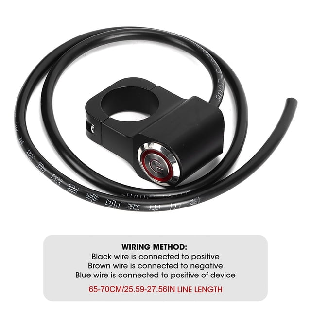 12V 25 mm/0.98in Impermeable de Acto inoxidable de acero Interruptor inoxidable Interruptor de Manillar para Atv de Motocicleta Negro Negro