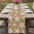 thumbnail image 4 of Beige Brown Starfish Coastal Table Runner 72 Inches, Nautical Summer Ocean Abstract Art Bed Runner Dresser Scarves Tabletop for Indoor Outdoor Parties/Ceremony/Banquet, 18" x 72", 4 of 9
