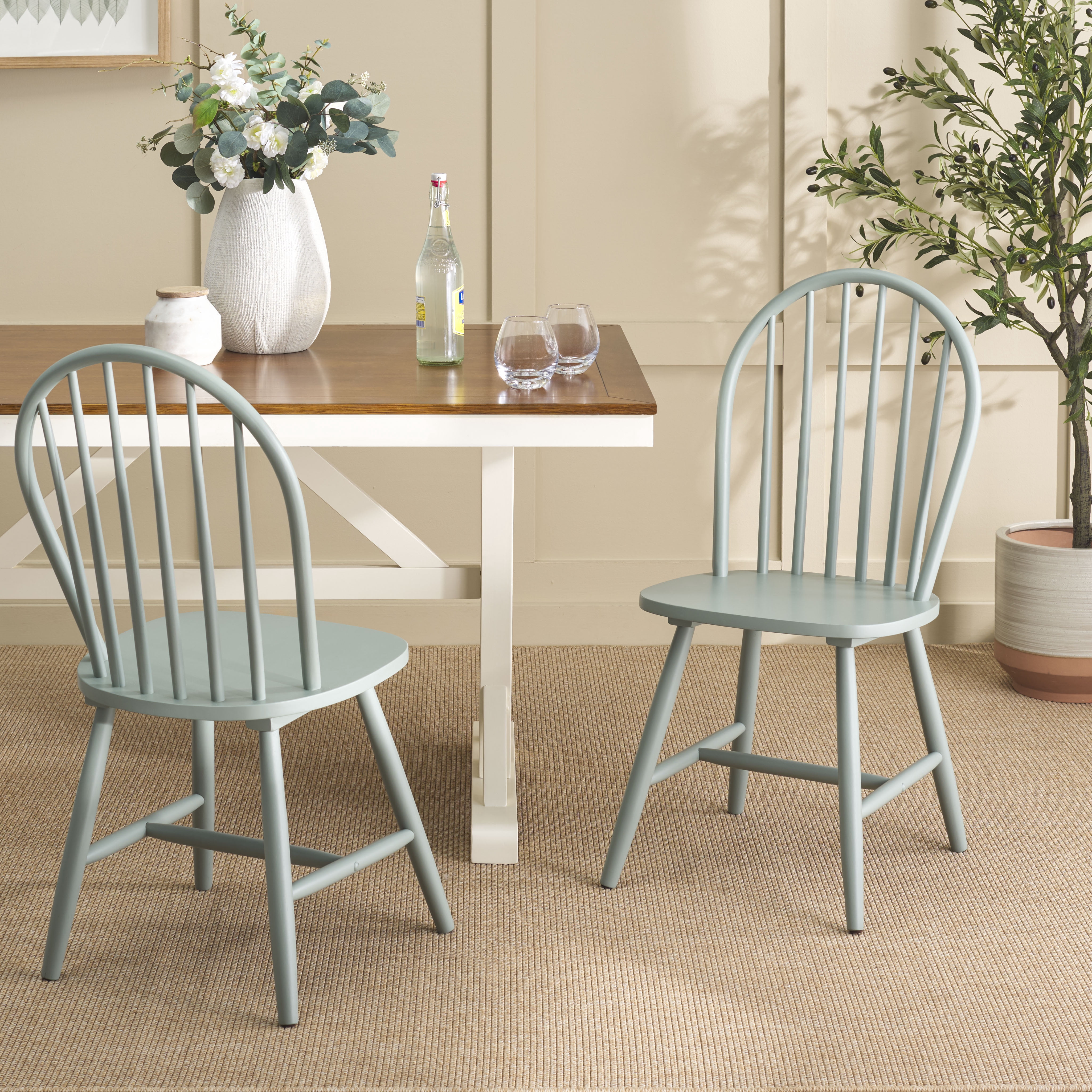 Safavieh Omaha Modern Wood Dining Side Chairs, Sage (Set of 2)
