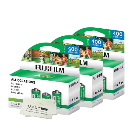 Fuji Superia X-TRA 3 Pack ISO 400 36 Exp. 35mm Film, Total 108 Exposures (3 Pack) + Quality Photo Ultra Soft Microfiber