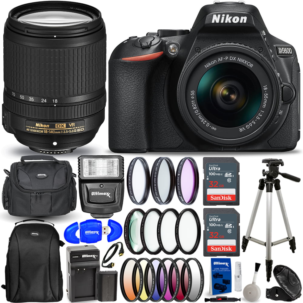 Nikon D5600 DSLR Camera 18-55mm and 18-140mm Lens - 18PC Accessory Kit - Walmart.com