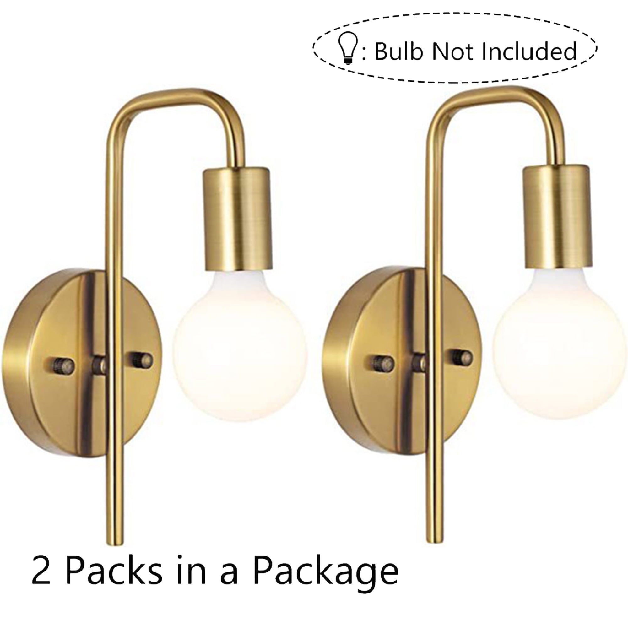 KALEFU Gold Wall Sconces Set of Two Gooseneck Elbow Modern Bathroom