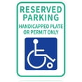 thumbnail image 1 of Señal de advertencia de estacionamiento reservado, de aluminio, con placa para discapacitados o permiso únicamente, para uso en exteriores, 18 x 12 pulgadas, resistente al agua, 1 of 7