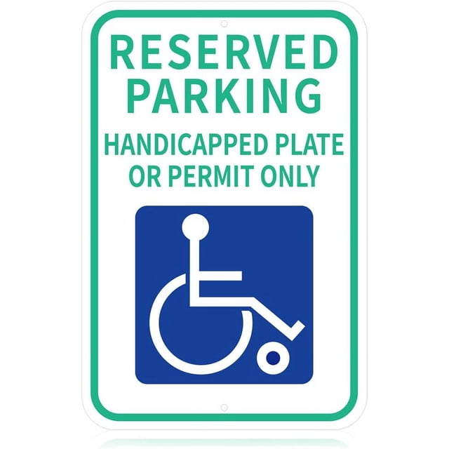 Señal de advertencia de estacionamiento reservado, de aluminio, con placa para discapacitados o permiso únicamente, para uso en exteriores, 18 x 12 pulgadas, resistente al agua