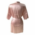 thumbnail image 7 of Women's Satin Robe Silk Short Bathrobe Bridesmaid Wedding Robes 3/4 Sleeve Deep V Neck Sleepwear with Belt, 7 of 7