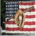 thumbnail image 4 of Ambesonne American Flag Shower Curtain, Grunge Baseball, 69"Wx84"L, Brown Red Blue, 4 of 5