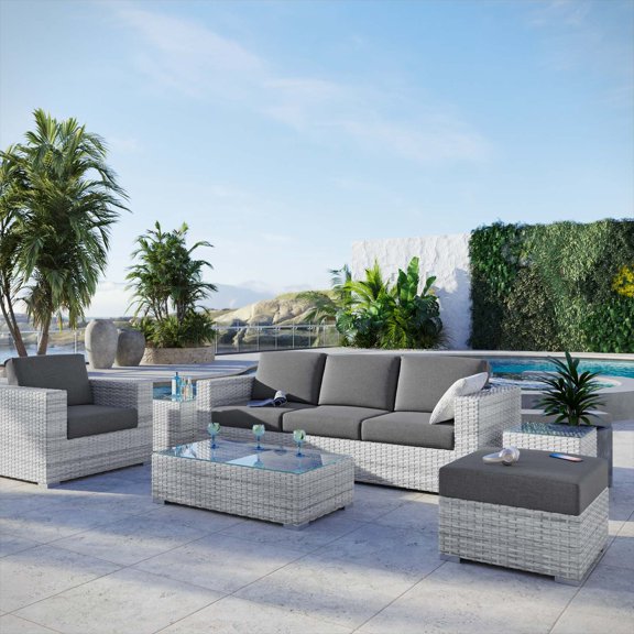 Modway Convene 6-Piece Outdoor Patio Set in Light Gray Charcoal
