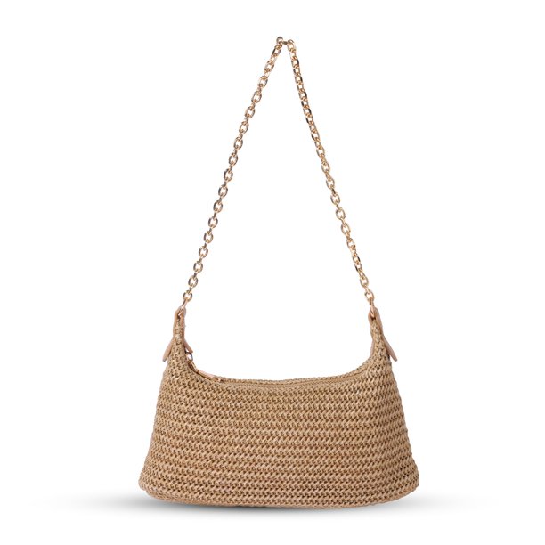 Bolso de playa GOLDTIMO tejido en paja para vacaciones de verano, marrón, para mujer