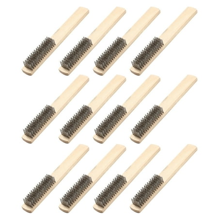 

Docooler 12 PCS Wire Brush Set with Wood Handle Stainless Steel Wire Scratch Brush for Cleaning Rust Removal