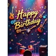 thumbnail image 4 of Musical Theme Happy Birthday Banner with Guitar and Notes Decorations Background Backdrop for Birthday Party Photography Props and Party Decor Supplies, 4 of 4