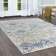 thumbnail image 4 of Home Dynamix Melrose Audrey Moroccan Ogee Damask Area Rug, Ivory/Blue, 5'2" Round, 4 of 5