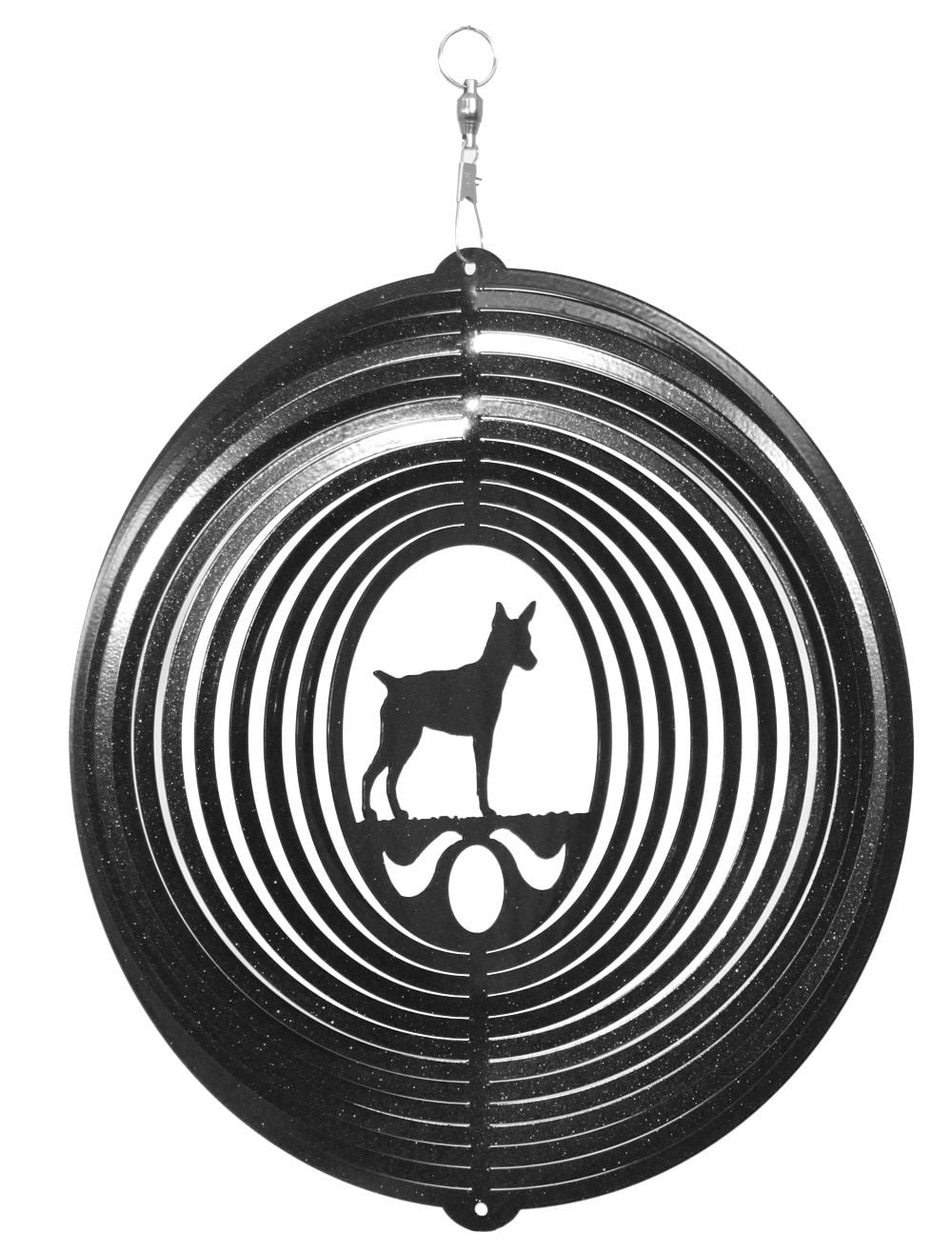 SWEN Products POODLE Dog Circle Swirly Metal Wind Spinner 