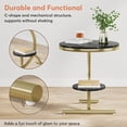 thumbnail image 3 of Tribesigns Faux Marble End Table Set of 2, 2-Tier Round Sofa Side Table, 20” Beside Table with Storage Shelf C-Shaped Base Metal Legs, 3 of 8