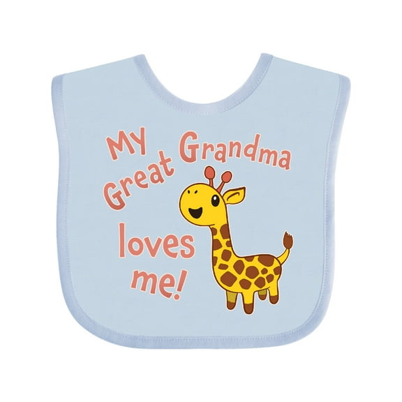 Inktastic My Great Grandma Loves Me Cute Giraffe Boys or Girls Baby Bib