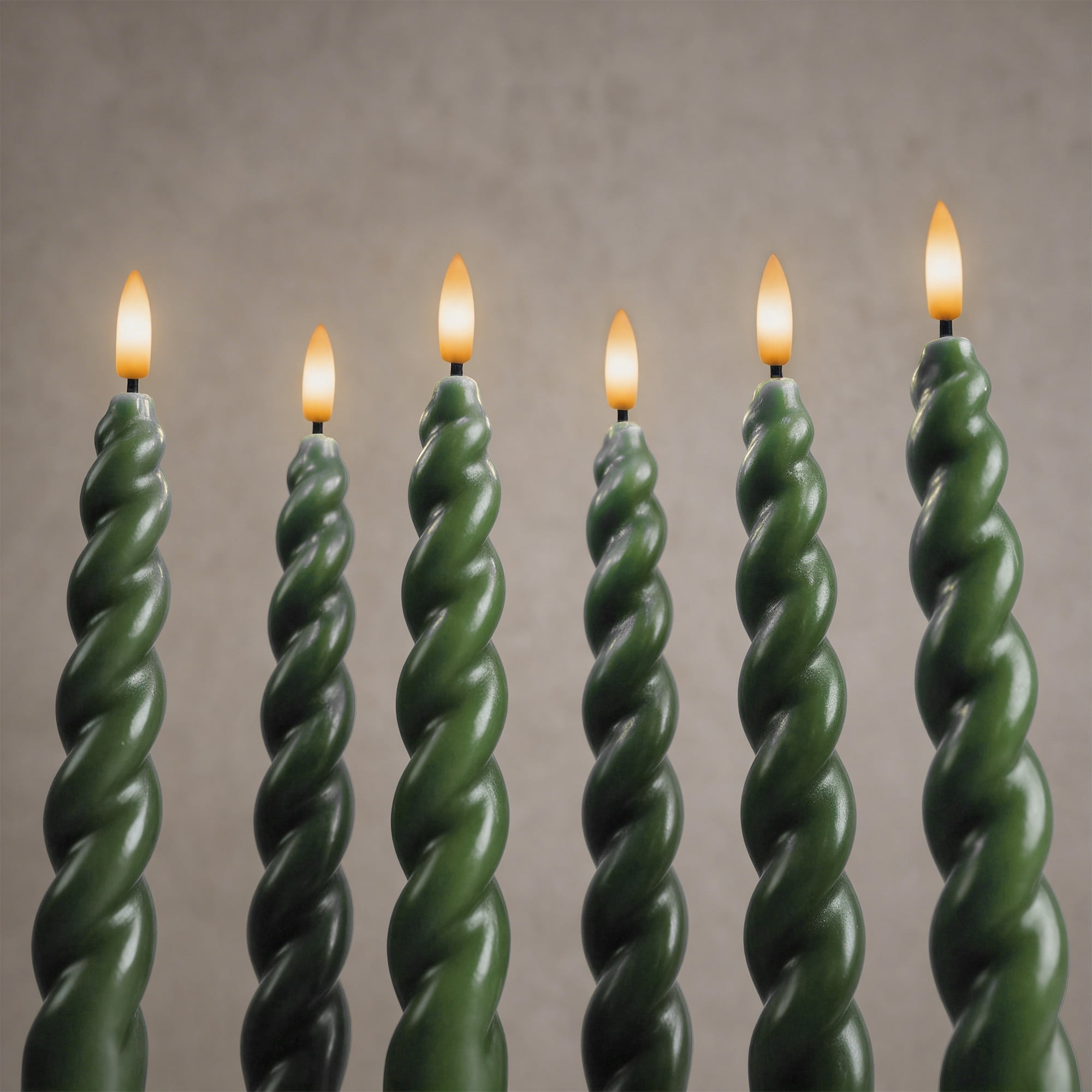 WYZworks 10" Flameless LED Taper Candles – Full Twisted Spiral – Loden Green, Set of 2 – Remote, 2/4/6/8-Hr Timer (24-hr Memory), Bottom On/Off Button, Dimmable, Battery Operated, Flicker/Steady