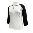 thumbnail image 1 of Monterey Club Women's Victory Contrast Zip 3/4 Sleeve Golf Polo Shirt #2371, 1 of 2